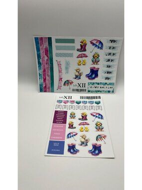 Tula XII Planner Sticker Sheets - Duck & Rain Theme - Decorative & Functional Fo